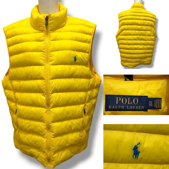 343 Polo Ralph Lauren | NWOT $190 Yellow Packable Down Vest (size XL) - Picture 2 of 16